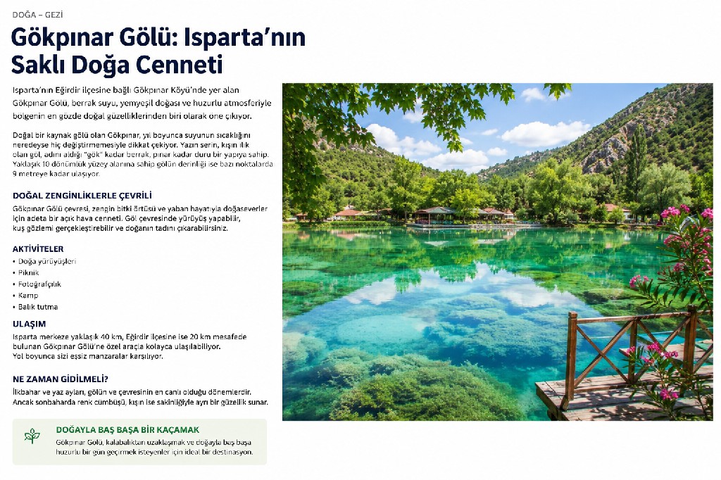 Gökpınar Gölü: Sivas’ın Turkuaz Renkli Doğa Harikası